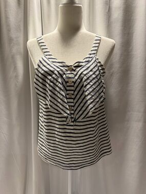 Striped Navy and White Button-Front Cami Top